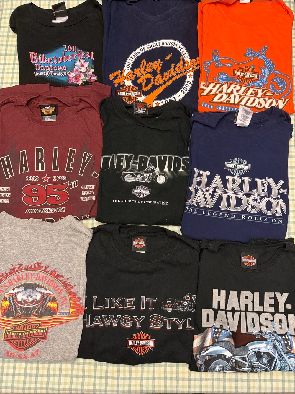 LOT OF Harley-Davidson Graphic Tees - Black, Navy, Orange & VARIOUS SIZES